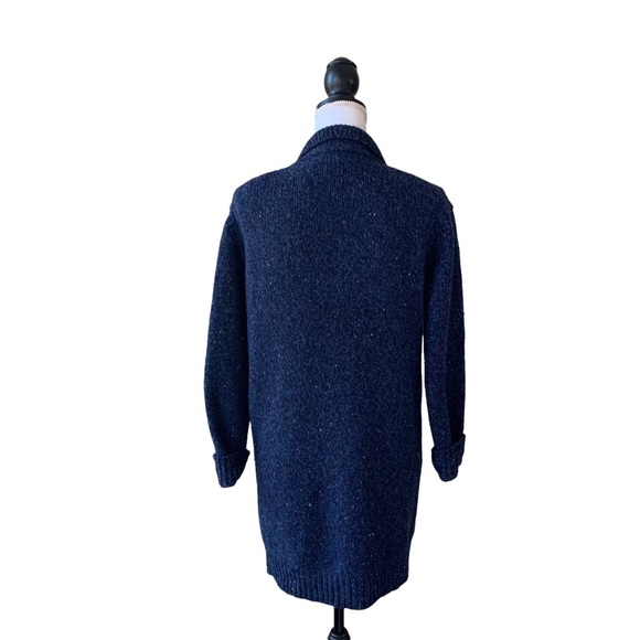 MERCER & MADISON LAMBSWOOL BLUE LONGLINE BUTTON DOWN CARDIGAN SWEATER - Picture 4 of 16